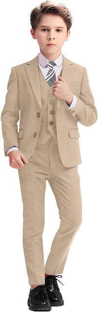 Boys Suits 5 Piece Slim Fit Suit for Kids Formal Ring Bearer Suits