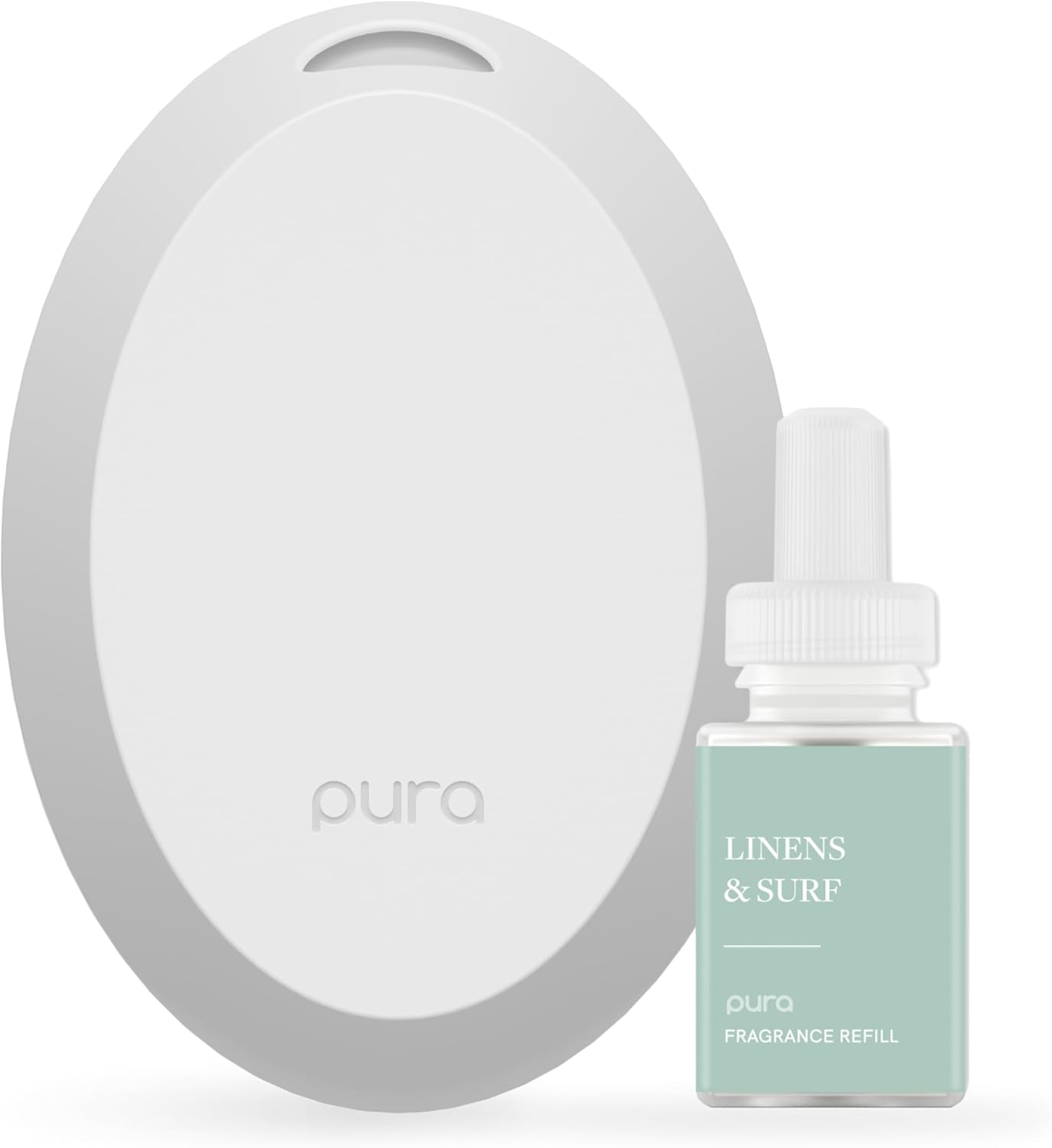 Pura Mini Smart Fragrance Diffuser for Small Spaces Adjustable Smart Home Device with LED Light & Automatic Vial Detection - Includes 1 Scent Refill; White Tea no.1