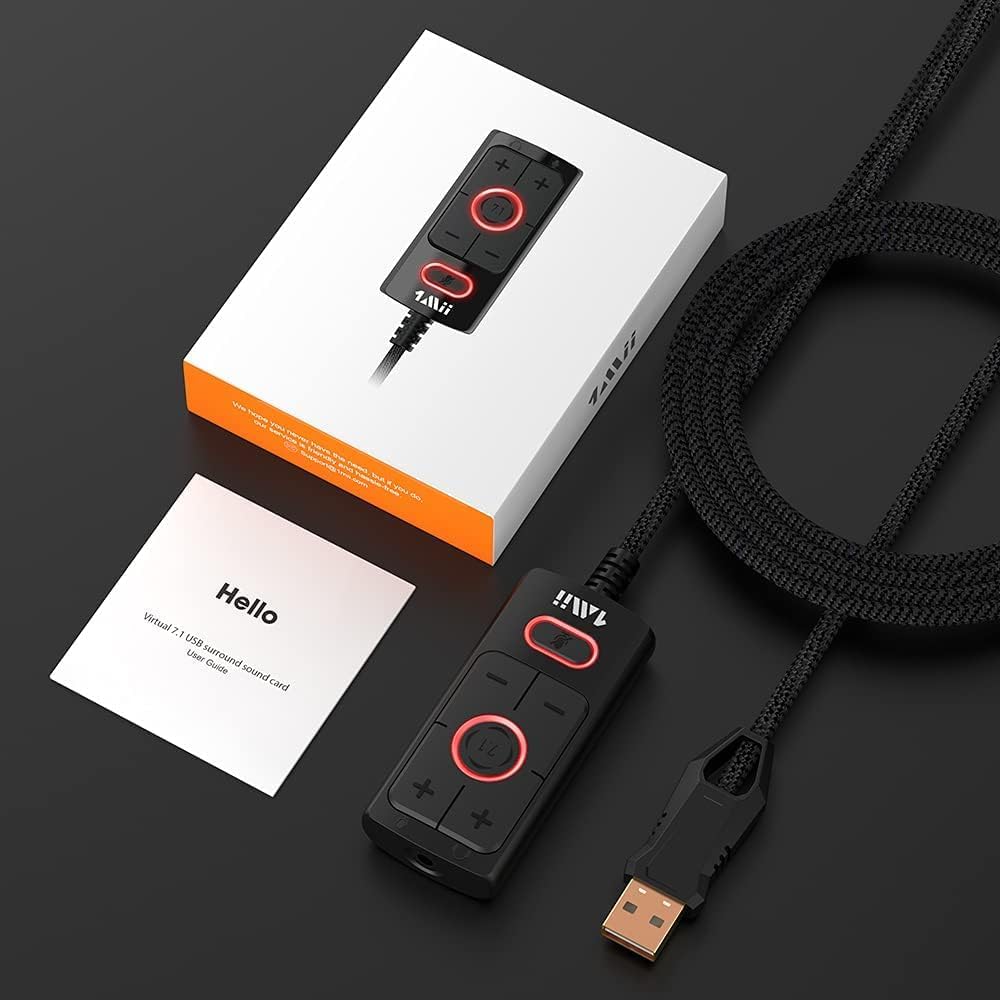 1Mii USB Sound Card - 3.5mm Jack Audio Adapter - Virtual 7.1 Surround Sound - USB Adapter for PS4/PC/MAC/Stereo Headsets, External Sound Card No Drivers Needed Plug and Play