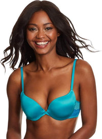Maidenform Underwire Demi Bra, Best Push-Up Bra with Wonderbra Technology, Smoothing Lace-Trim Bra with Push-Up Cups