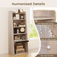 6 - Tier Bookcase Freestanding Ladder Bookshelf with 2 Adjustable Shelves and Flip Up Door - 7DAY'S