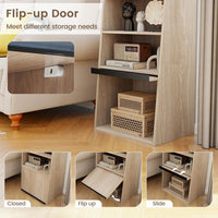 6 - Tier Bookcase Freestanding Ladder Bookshelf with 2 Adjustable Shelves and Flip Up Door - 7DAY'S