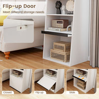 6 - Tier Bookcase Freestanding Ladder Bookshelf with 2 Adjustable Shelves and Flip Up Door - 7DAY'S