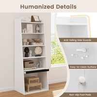 6 - Tier Bookcase Freestanding Ladder Bookshelf with 2 Adjustable Shelves and Flip Up Door - 7DAY'S