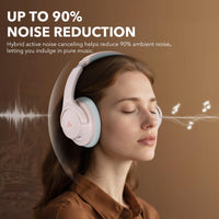 1Mii Y8+ Noise Cancelling Headphones Bluetooth, Wireless LDAC Hi-Res Audio, Custom EQ via App, 75H Playtime, Comfort Fit, Over Ear Headphones Foldable for Airplane Travel Home Office Black