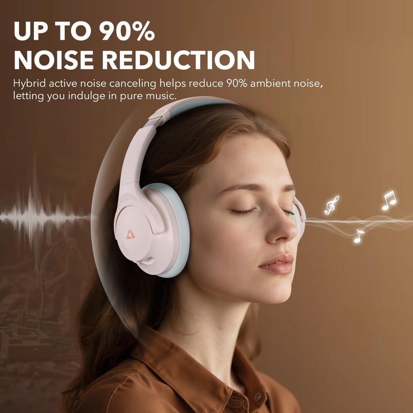 1Mii Y8+ Noise Cancelling Headphones Bluetooth, Wireless LDAC Hi-Res Audio, Custom EQ via App, 75H Playtime, Comfort Fit, Over Ear Headphones Foldable for Airplane Travel Home Office Black