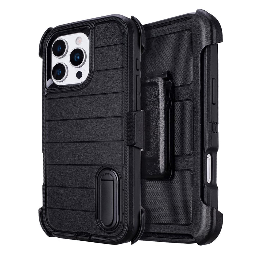 for Phone Case iPhone 16 Pro Case Black with Belt Clip Heavy Duty Holster for Shockproof Cases,3 Layers of Sturdy,Military Grade Defender Cover for iPhone 16 Pro Cases Black 6.3 Inch