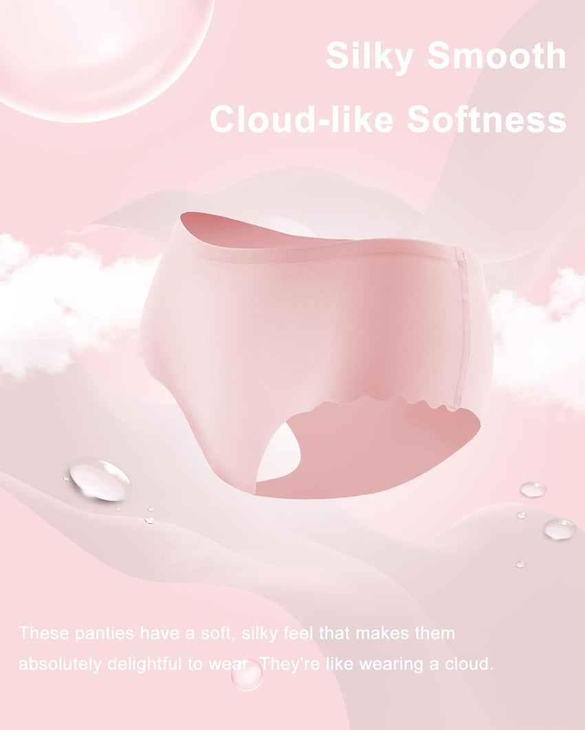 Sth Big High Waisted Seamless Underwear for Women No Show Panties Cheeky Scalloped Edge Bikini Breathable Briefs 6 Pack