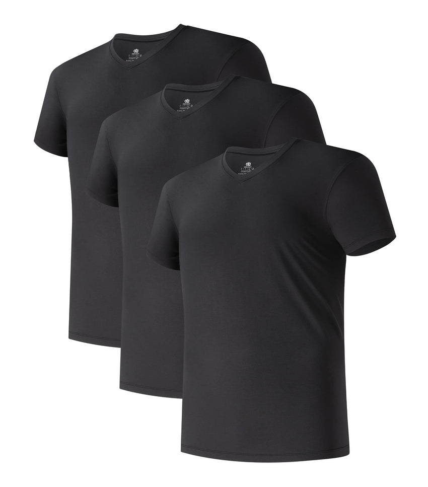 DAVID ARCHY Men's Undershirts Combed Cotton T-Shirt Soft Moisture-Wicking Undershirt Crew Neck or V Neck Tees 3 Pack
