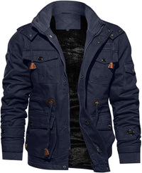 7DAY'S Men's Winter Jacket Cotton Military Jackets Fleece Lined Thick Work Warm Cargo Coats with Hooded