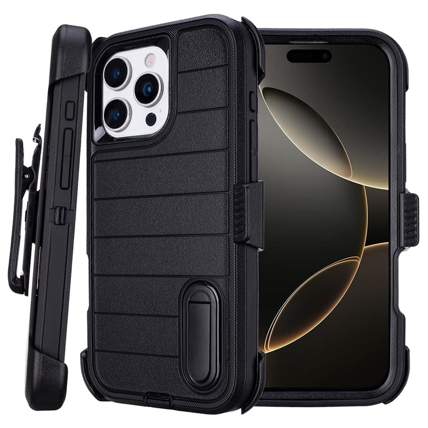 for Phone Case iPhone 16 Pro Max Case Black with Belt Clip Heavy Duty Holster for Shockproof Cases,3 Layers of Sturdy,Military Grade Defender Cover for iPhone 16 Pro Max Cases Black 6.9 Inch