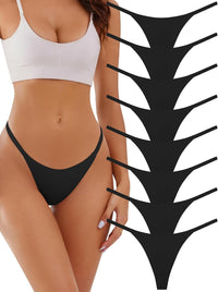 Seamless G-string Thongs for Women - No Show Thong Underwear Stretch Breathable Low Rise Panties 8 Pack