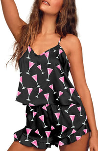 Ekouaer Satin Pajama Set for Women Silk Pjs for Women Set Camisole Top and Shorts with Ruffle Sleepwear