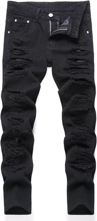 HENGAO Boy's Distressed Ripped Skinny Jeans