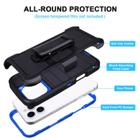 for Phone Case iPhone 16 Pro Case Black with Belt Clip Heavy Duty Holster for Shockproof Cases,3 Layers of Sturdy,Military Grade Defender Cover for iPhone 16 Pro Cases Black 6.3 Inch