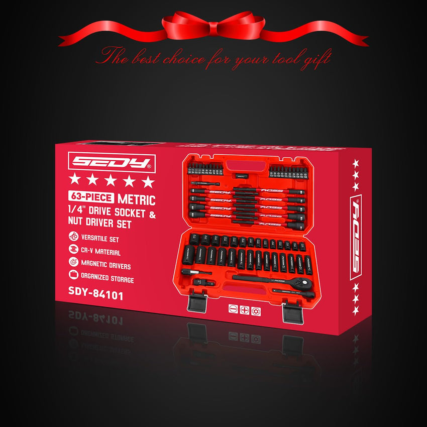 29-Piece 1/2" Drive Impact Socket Set, SAE (3/8 to 1 inch) and Metric (10-24mm) Sizes with Extension Bars Standard Deep Socket Set CR-V Material High Durability Impact Wrench