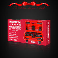 29-Piece 1/2" Drive Impact Socket Set, SAE (3/8 to 1 inch) and Metric (10-24mm) Sizes with Extension Bars Standard Deep Socket Set CR-V Material High Durability Impact Wrench
