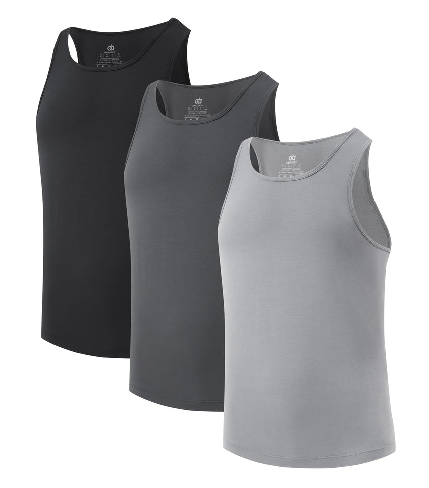 DAVID ARCHY Men's Tank Top Undershirt Micro Modal Undershirts Moisture-Wicking Tank A-Shirt for Men, 3-Pack