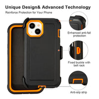 for Black iPhone 15 Case with Belt Clip, Shockproof Heavy Duty Rugged, 3 Layers of Sturdy,Anti-Drop, Military-Grade Defender Cover for iPhone 15 Case Black