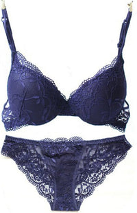 Nanier Women's Solid Lace Push up Bra Set