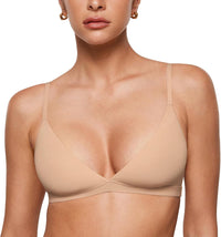 INLYRIC Women's Inbarely Triangle Bralette Plunge Unlined Seamless Bra No Underwire Sexy Comfortable Everyday