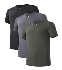DAVID ARCHY Men's Undershirts Micro Modal Ultra Soft T-Shirts Stretch Moisture-Wicking Crewneck/V-Neck Tees for Men, 3-Pack