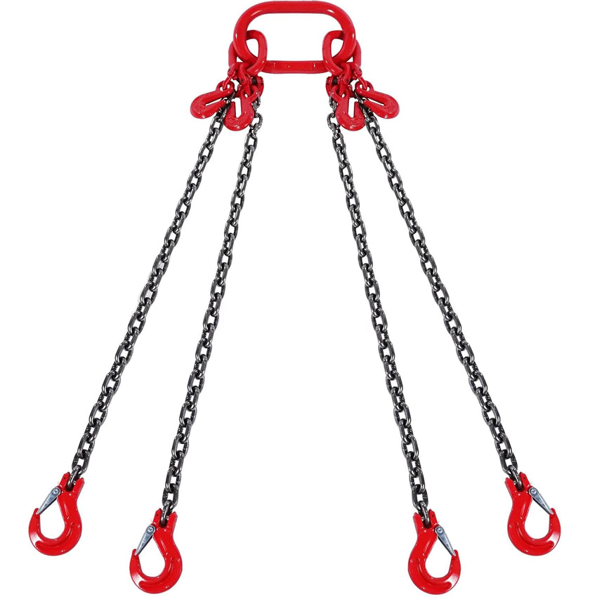 VEVOR Chain Sling, 5/16 Inch X 5 Ft Lifting Chains with Hooks, G80 Engine Chain Hoist Lifts, 11000LBS Lifting Sling Chains for Engine Hoist, Engine Lift Chain 5T with 4 Leg Grab Hooks and Adjusters