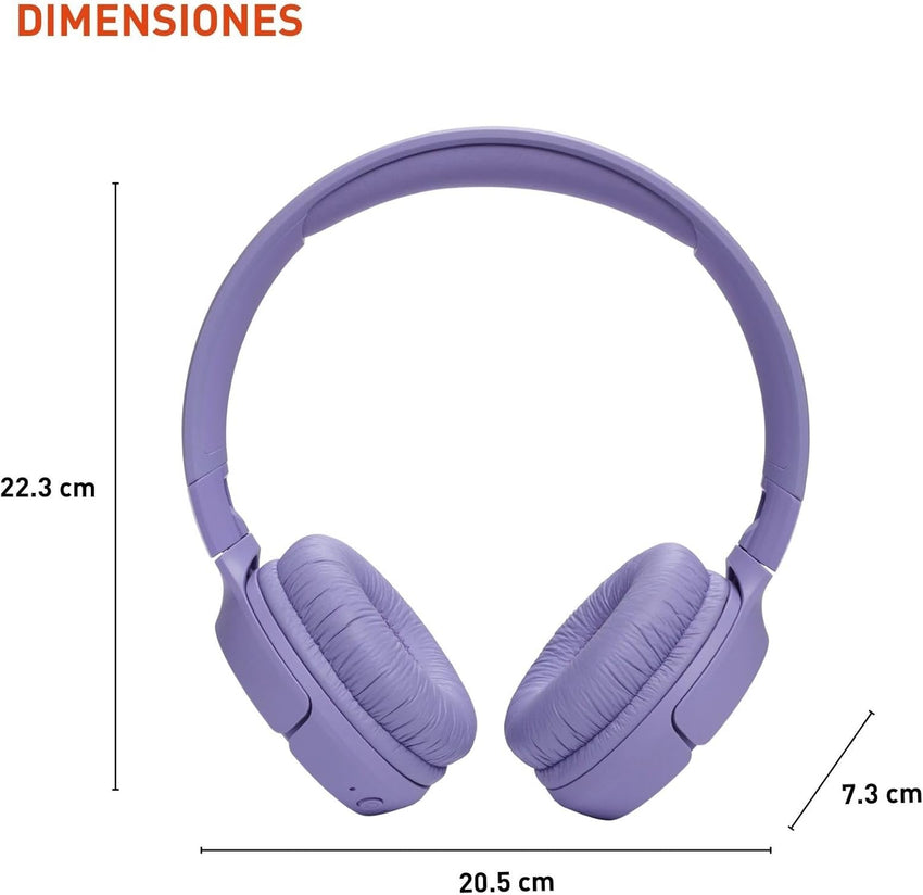 JBL Tune 520BT - Wireless On-Ear Headphones, Up to 57H Battery Life and Speed Charge, Lightweight, Comfortable and Foldable Design, Hands-Free Calls with Voice Aware (Purple)