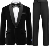 Boys Velvet Suits Slim Fit Tuxedo 2 Piece Kids Blazer Jacket Pants Formal Sizes 4-20 Fashion Ring Bearer Outfit for Wedding