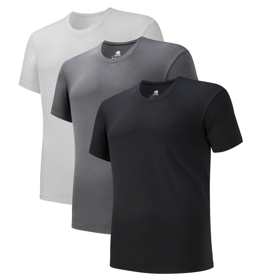 DAVID ARCHY Men's Undershirts Micro Modal Ultra Soft T-Shirts Stretch Moisture-Wicking Crewneck/V-Neck Tees for Men, 3-Pack