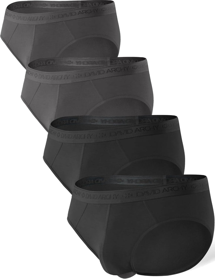 DAVID ARCHY Men's Underwear Ultra Soft Modal Dual Pouch Briefs Support Comfortable lightweight Briefs for Men 4 or 7 Pack