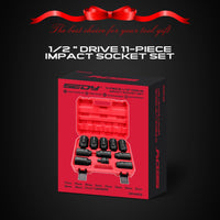 29-Piece 1/2" Drive Impact Socket Set, SAE (3/8 to 1 inch) and Metric (10-24mm) Sizes with Extension Bars Standard Deep Socket Set CR-V Material High Durability Impact Wrench