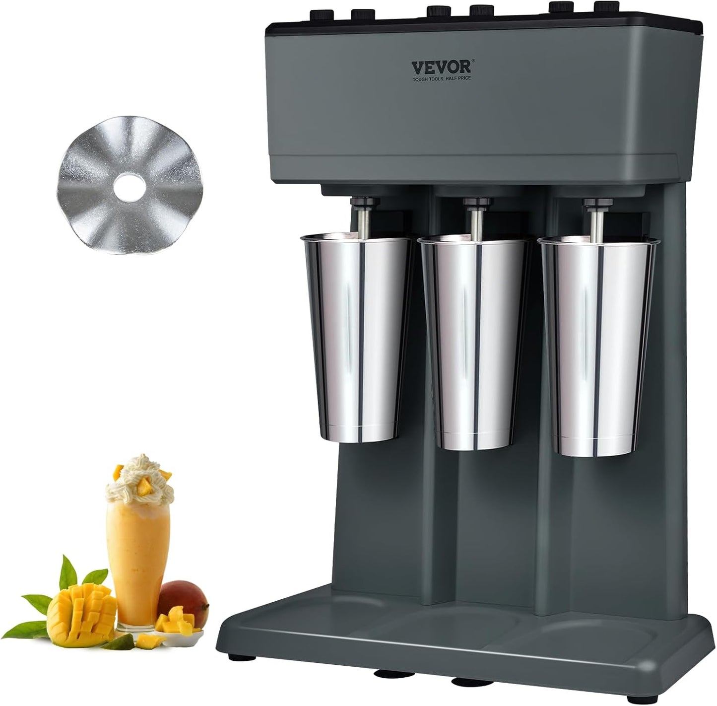VEVOR Milkshake Maker Machine, 375W Commercial Milk Shake Maker Mixer, Single Head Drink Mixer Blender Machine, 3-Speed Milkshake Blender with 27.7oz Stainless Steel Cup for Commercial