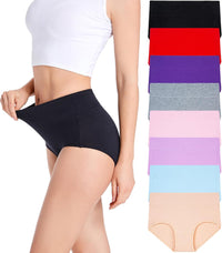 HAVVIS Women's Briefs Underwear Cotton High Waist Tummy Control Panties Rose Jacquard Ladies Panty Multipack