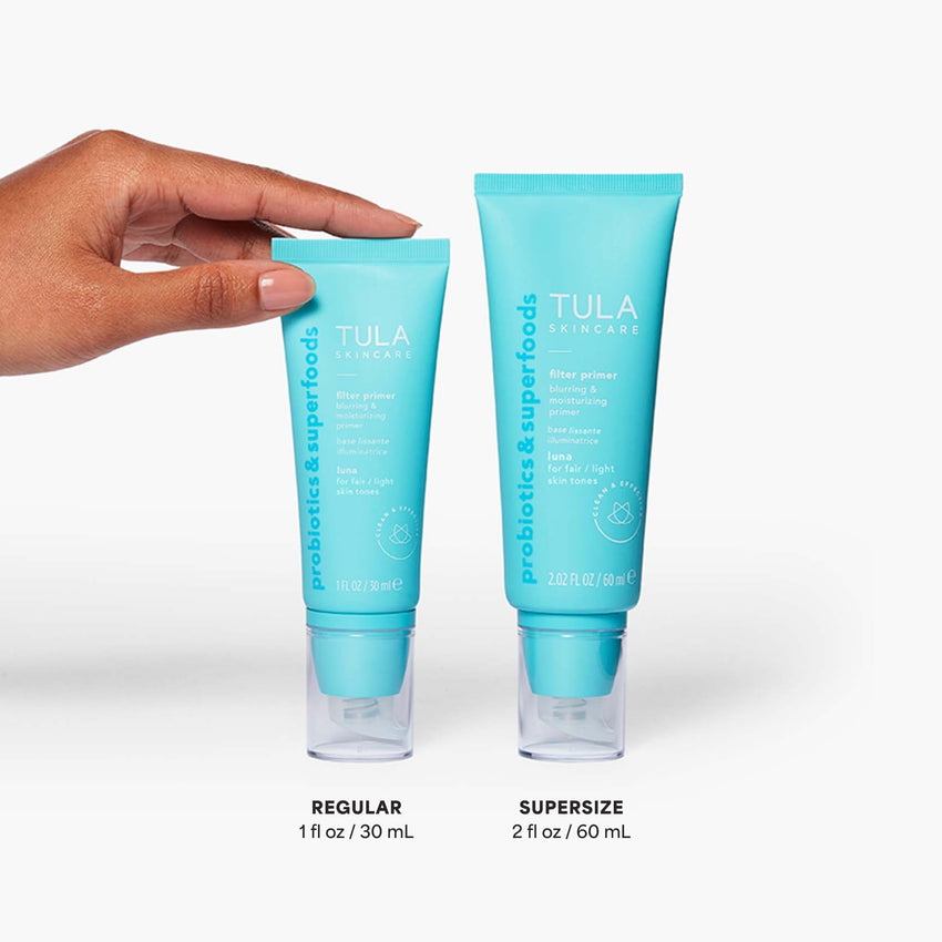 TULA Skin Care Face Filter Blurring and Moisturizing Primer - Evens the Appearance of Skin Tone & Redness, Hydrates & Improves Makeup Wear