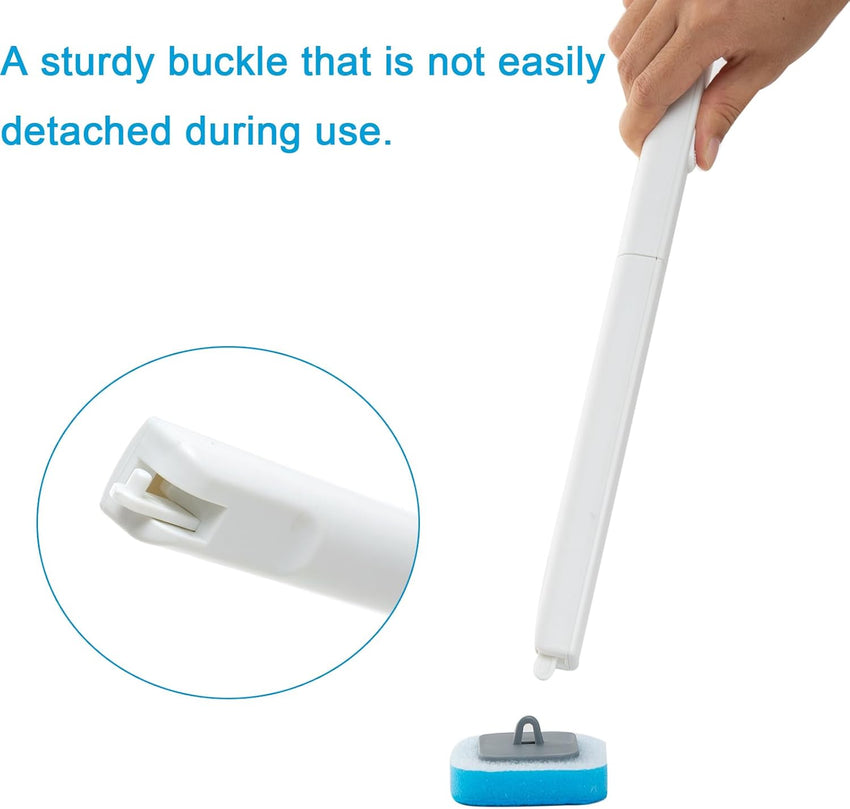 Disposable Toilet Bowl Brush and Holder with 18 pcs Refills Sponges Pad Replacement Cleaner Brush Heads Standing Toilet Brush Storage Caddy for Bathroom Deep Cleaning