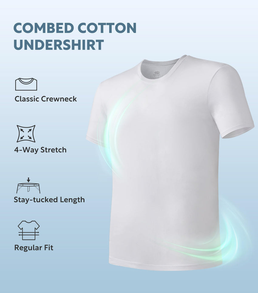 DAVID ARCHY Men's Undershirts Combed Cotton T-Shirt Soft Moisture-Wicking Undershirt Crew Neck or V Neck Tees 3 Pack