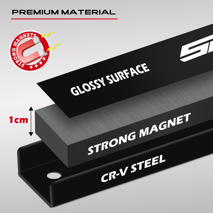 48" Heavy Duty Garage Wall Organizer, Wall Mount Tool Storage Rack with Adjustable Hooks, Garden Tool Organizer Hold Up to 300lbs, Easy Installation (3 Panels, 8 Hooks, 3 Straps)