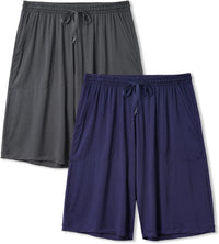 DAVID ARCHY Mens Pajama Shorts Bamboo Rayon Sleep Shorts Soft Comfy Breathable Lounge Pants with Pockets 2 Pack