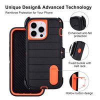 for Phone Case iPhone 15 Pro Max Case Black with Belt Clip Heavy Duty Holster for Shockproof Cases,3 Layers of Sturdy,Military Grade Defender Cover for iPhone 15 Pro Max Cases Black 6.7 Inch