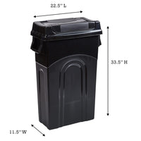 United Solutions Highboy Waste Container with Swing Lid, 23 Gallon, Space Saving Slim Profile and Easy Bag Removal, Handles for Easy Carrying, Indoor/Outdoor Use, Black, 1-Pack.