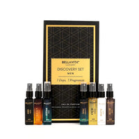 BellaVita Luxury Discovery Set Mens Perfumes (7x8ml) | Mini Perfume Gift Set for Men with Bergamot, OUD & Patchouli Oriented | Compact Long-Lasting Oud Colognes for Men | Cruelty Free Fragrance