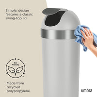 Umbra Venti Kitchen Trash Can with Swing Top Lid, Large 16-Gallon (62 L) Capacity, Grey