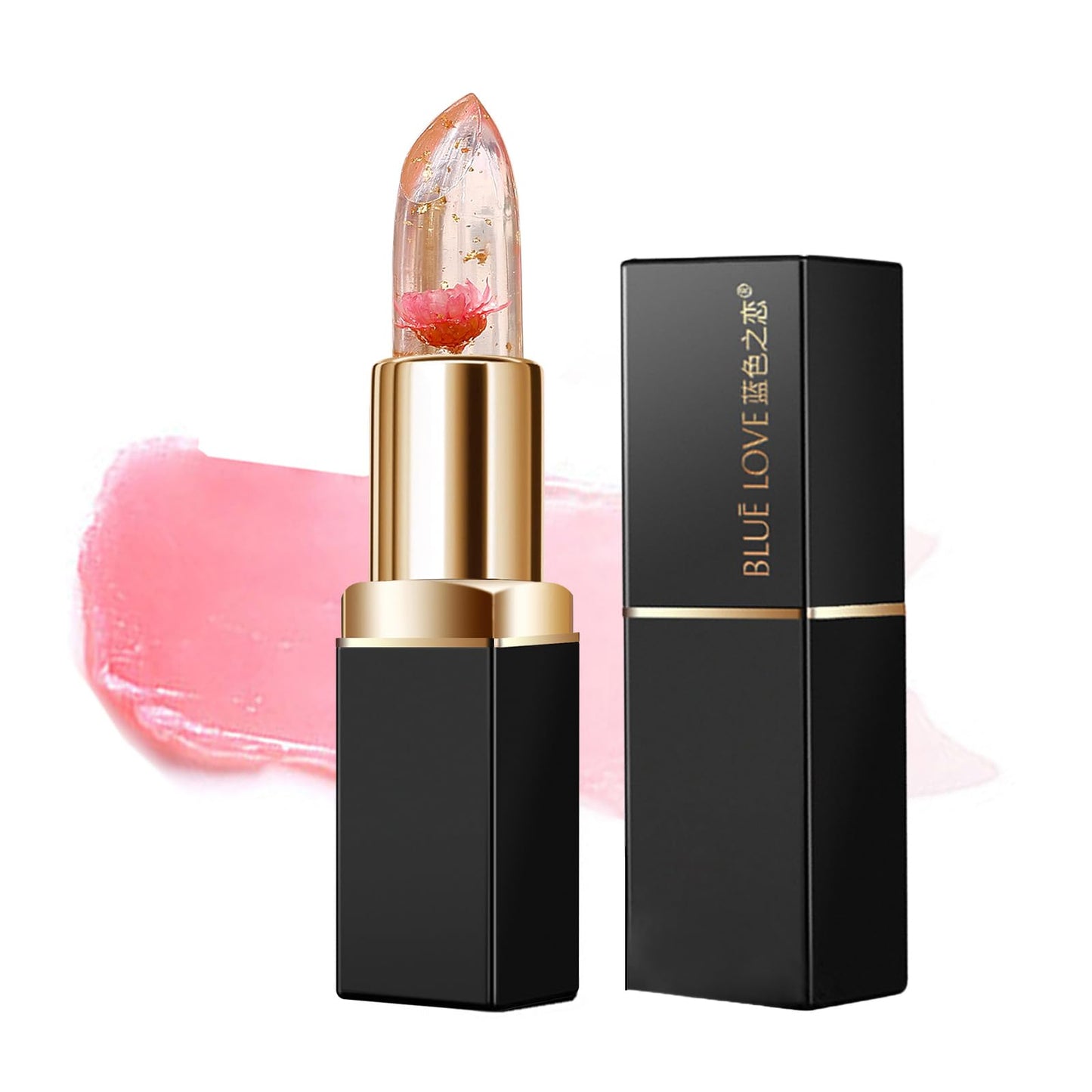 BLUE LOVE Color Changing Flower Lipstick - Hydrating Jelly Lip Balm with Flower Inside, Long-Lasting Moisturizer & Nourishing Lip Gloss for a Beautiful, Customizable Look (Blue)