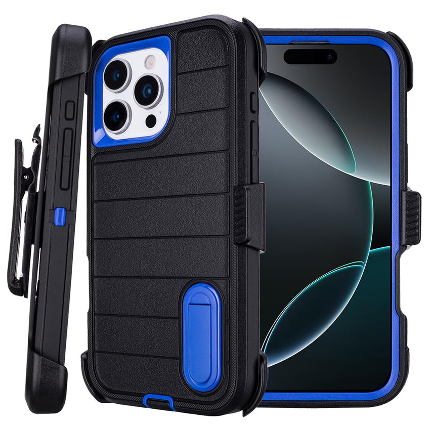 for Phone Case iPhone 16 Pro Case Black with Belt Clip Heavy Duty Holster for Shockproof Cases,3 Layers of Sturdy,Military Grade Defender Cover for iPhone 16 Pro Cases Black 6.3 Inch