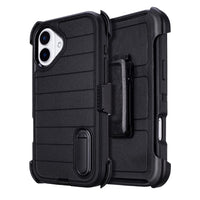 for Phone Case iPhone 16 Plus Case Black with Belt Clip Heavy Duty Holster for ShockPlusof Cases,3 Layers of Sturdy,Military Grade Defender Cover for iPhone 16 Plus Cases Black 6.7 Inch