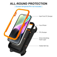 for Black iPhone 15 Case with Belt Clip, Shockproof Heavy Duty Rugged, 3 Layers of Sturdy,Anti-Drop, Military-Grade Defender Cover for iPhone 15 Case Black