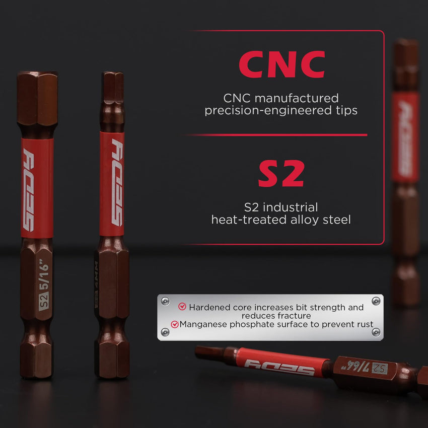 21-Piece 2.5" Hex Head Allen Wrench Drill Bit Set, 1/4" Hex Screwdriver Bits Set with Durable Magnetic Impact Bit Holder, SAE & Metric Allen Key, S2 Steel, Mechanic Home Repair