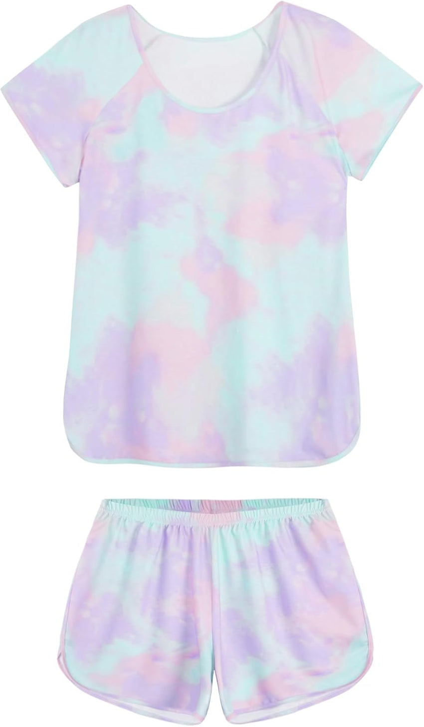 Hilinker Womens Sexy Pajama Set Ruched Lace Trim Cami and Shorts Summer Cute Pjs 2 Piece