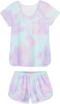 Hilinker Womens Sexy Pajama Set Ruched Lace Trim Cami and Shorts Summer Cute Pjs 2 Piece